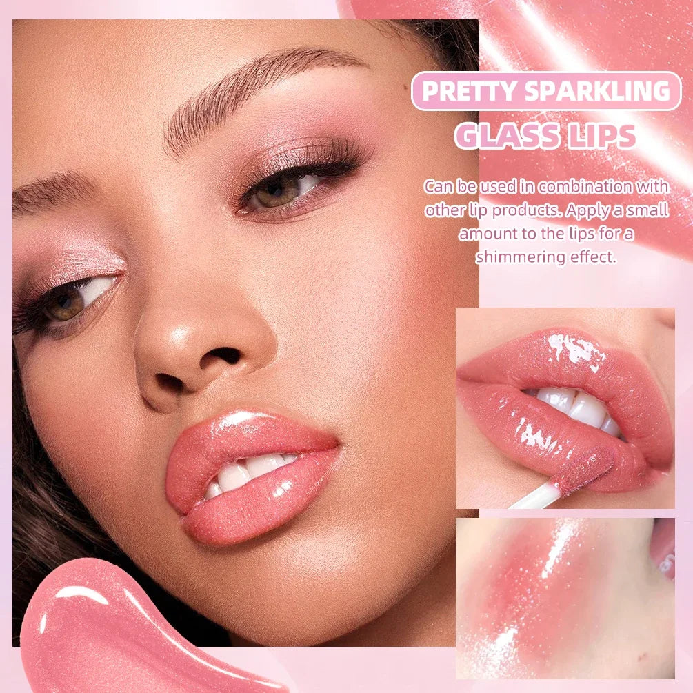 QIBEST New Pearlescent Moisturizing Lip Glaze Flash Liquid Lipstick Waterproof Sweatproof Non Stick Cup Glitter Lipgloss Makeup Peaceful Pleasures Health and Wellness