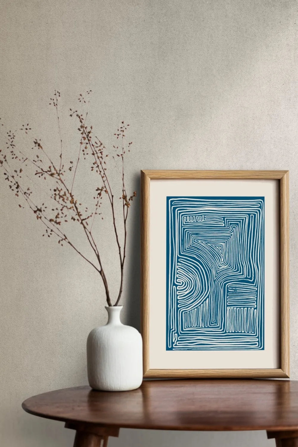 Minimalistic Wall Decor - Line Art Print - Blue Wall Art Prints - Mid Century Modern Wall Art - Neutral Abstract canvas Poster Peaceful Pleasures Health and Wellness