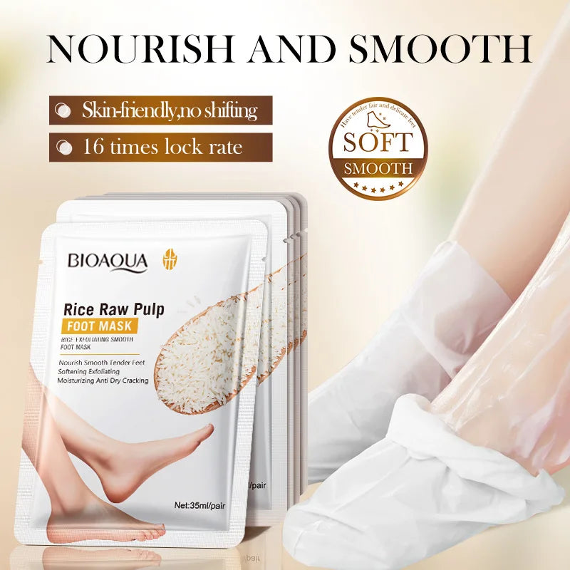 BIOAQUA White Rice Foot Peeling Mask – Exfoliate & Moisturize