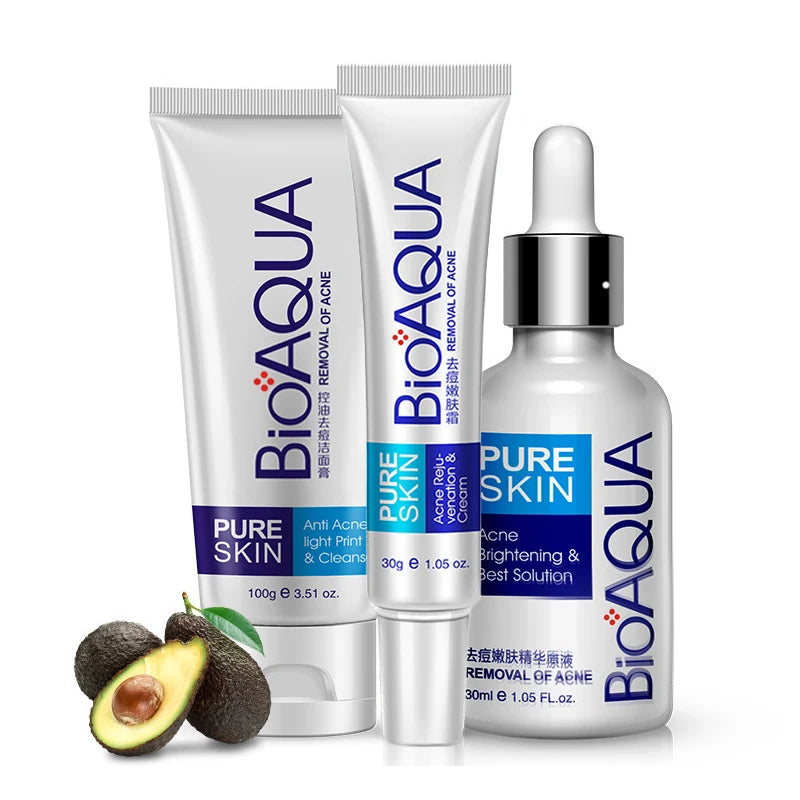 BIOAQUA 3-Piece Acne Firming Skin Care Set – Cleanser, Serum & Cream