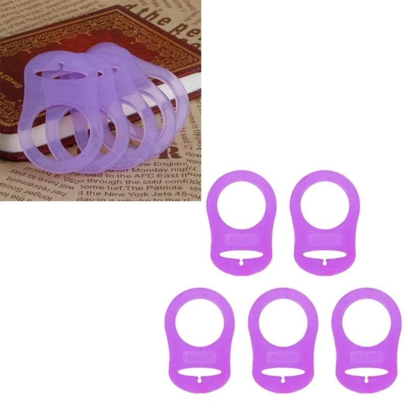 Silicone Pacifier Holder Clip Adapter Rings | 5pc Baby Set