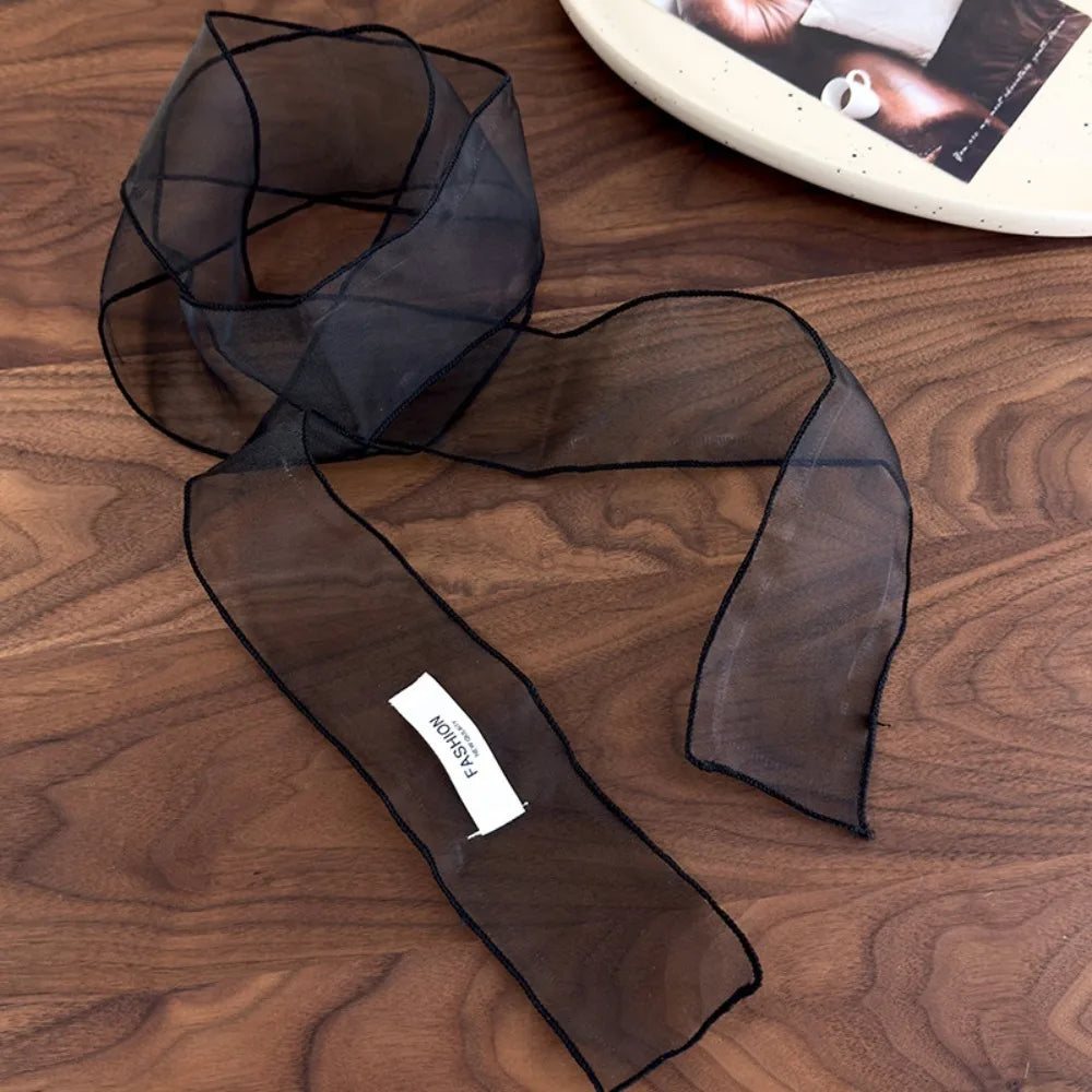 Y2K Organza Silk Scarf – Narrow Headscarf & Beach Wrap