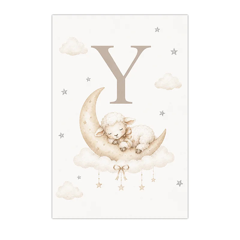 Custom Alphabet Wall Art Cute Animal Letter Canvas Painting Nursery Poster Print For Kids Room Wall Decor Peaceful Pleasures Health and Wellness