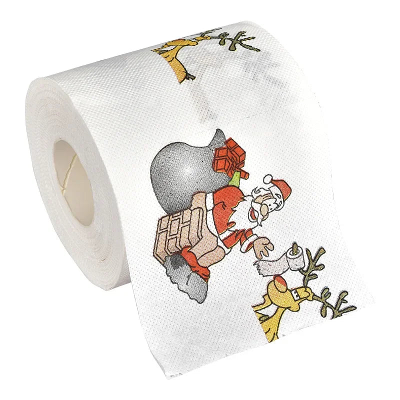 2Pcs Christmas Printed Tissue Disposable Printed Toilet Tissues Toilet Roll Paper Christmas Ornaments For Party New Year Gifts Peaceful Pleasures Health and Wellness