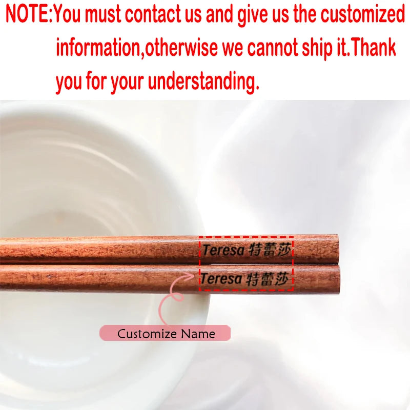 Personalized Walnut Wood Chopsticks | Custom Wedding Gift 5 Pairs