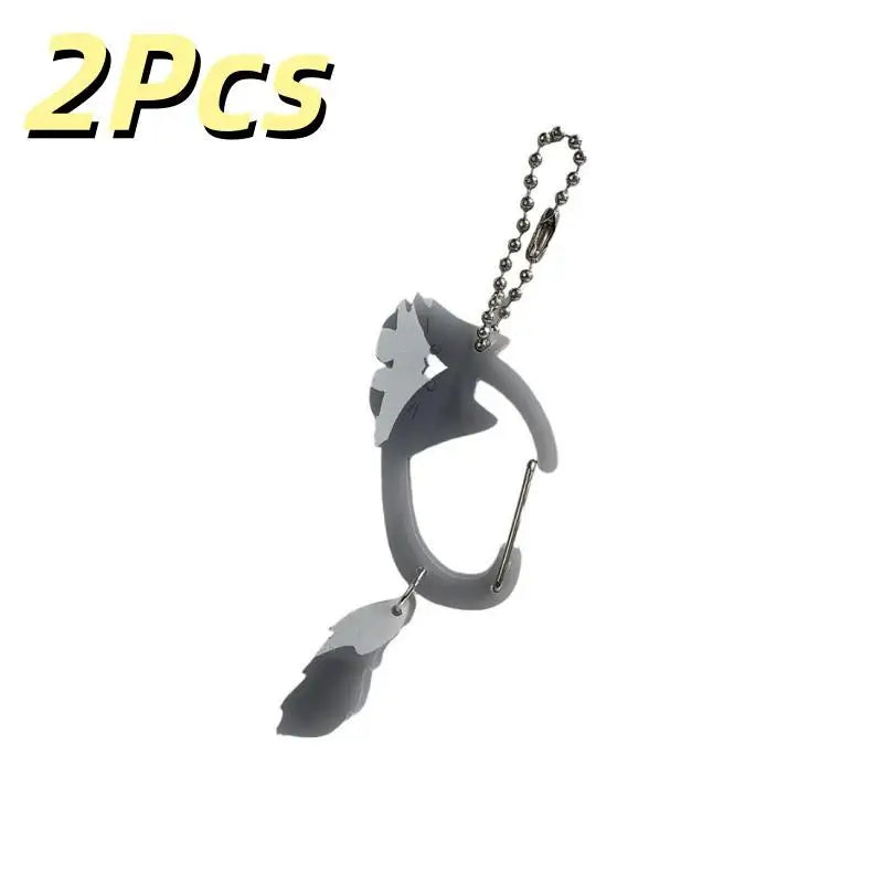 2-Pack Wagging Tail Cat Keychain | Cute Moving Pendant Carabiner