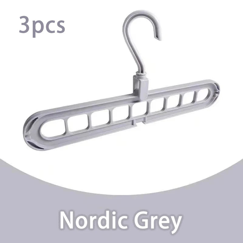 3pcs, Plastic 9-Hole Foldable Hangers, Heavy Duty Space Saving Clothes Organizer Hangers, For Room, Closet, Wardrobe, Home & Dor Peaceful Pleasures Health and Wellness 3pcs GRAY