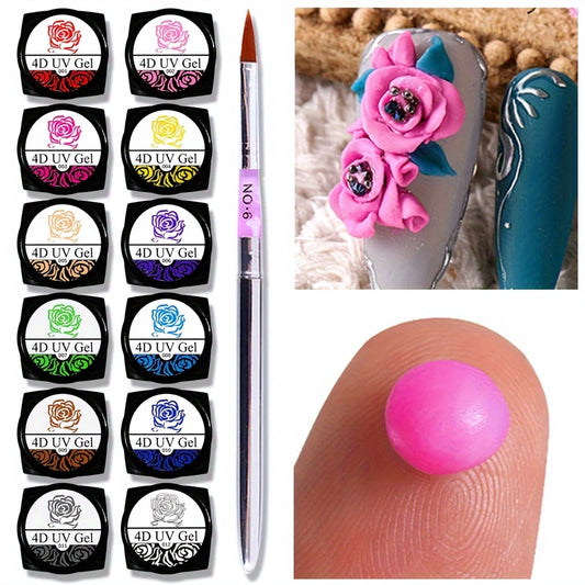 Nail Art Accessories Carving Gel Supplies 3D 4D Model Carved MudPlasticine UV Gel DIY Nails Painting Removable 3D Embossment Gel Peaceful Pleasures Health and Wellness