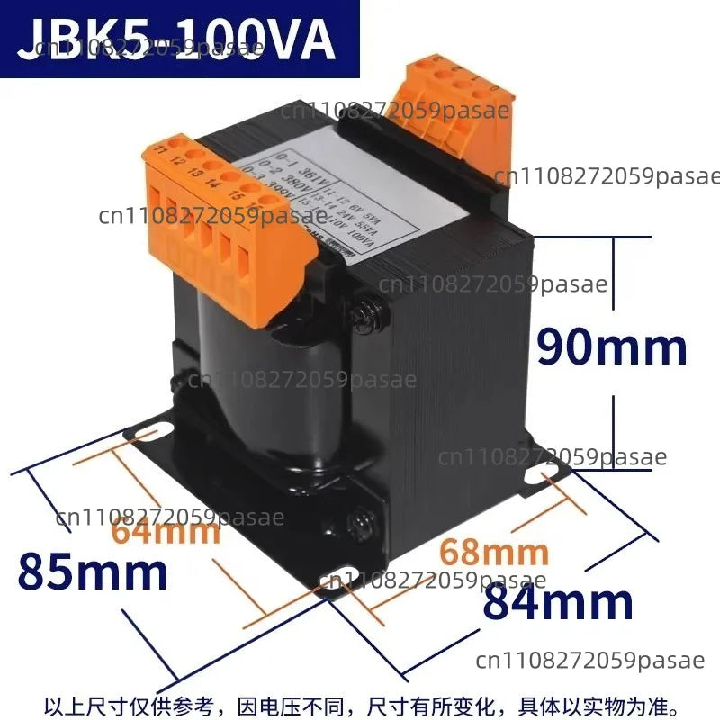 JBK3/JBK5 Machine Tool Control Transformer – Dry Isolation 63–250VA