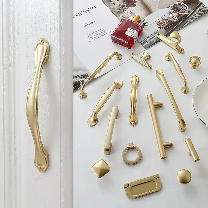 Pearl Gold Aluminum Cabinet Drawer Handle & Furniture Knob