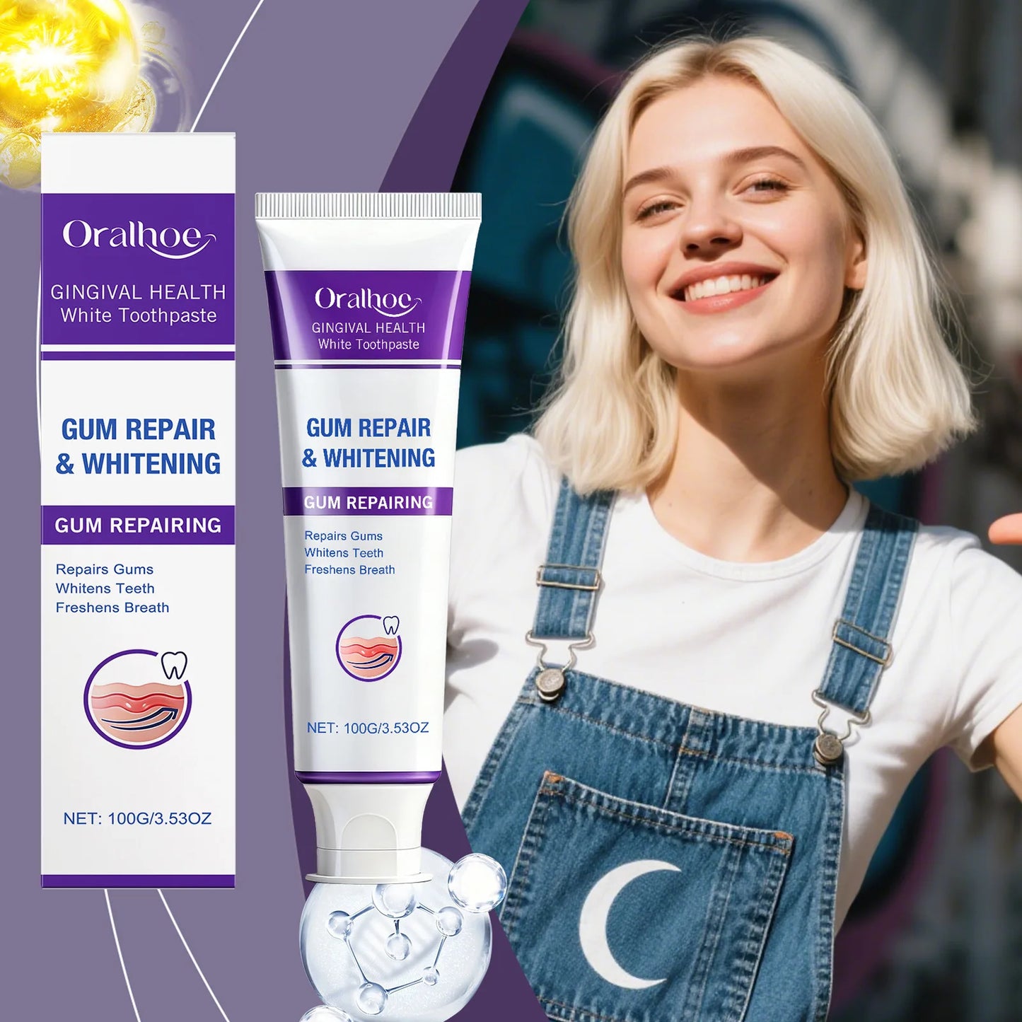 Oralhoe Whitening Toothpaste | Stain Removal & Gum Care 100g