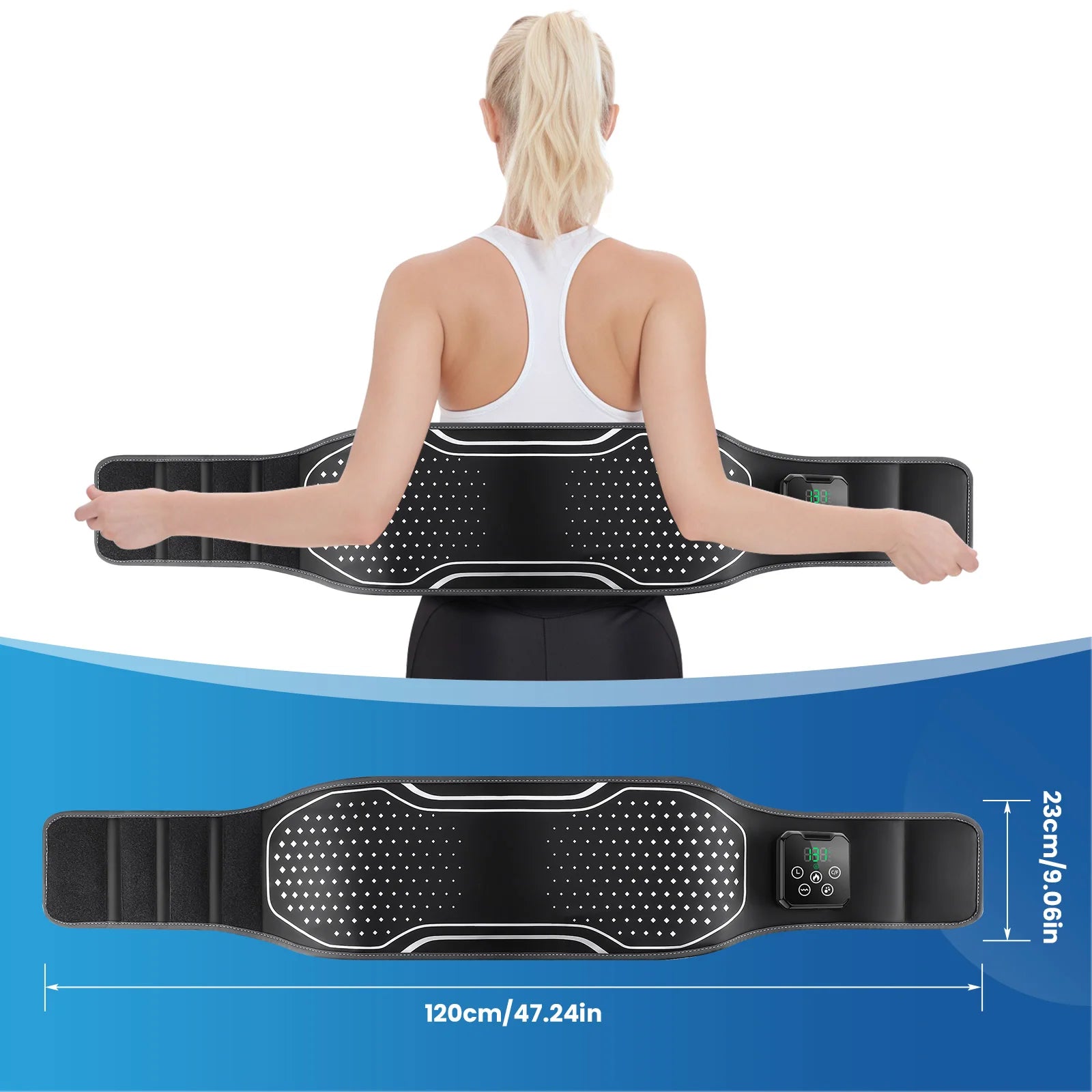 120cm Air Bladder Squeeze Waist Massager Vibration Airbag Heating Pad Release Lumbar Pressure Spinal Brace Support Belt Type-C Peaceful Pleasures Health and Wellness