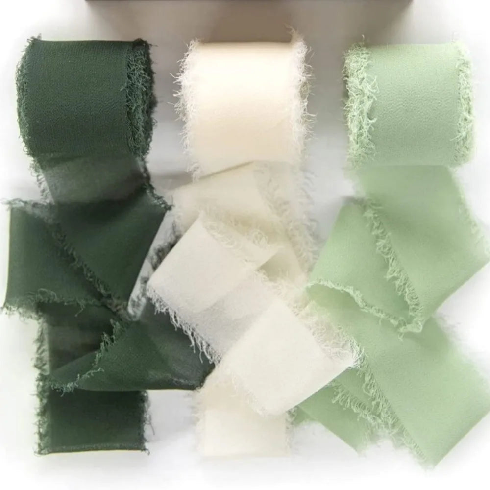 3-Roll Fringe Chiffon Ribbon 5m | DIY Wedding & Craft Décor