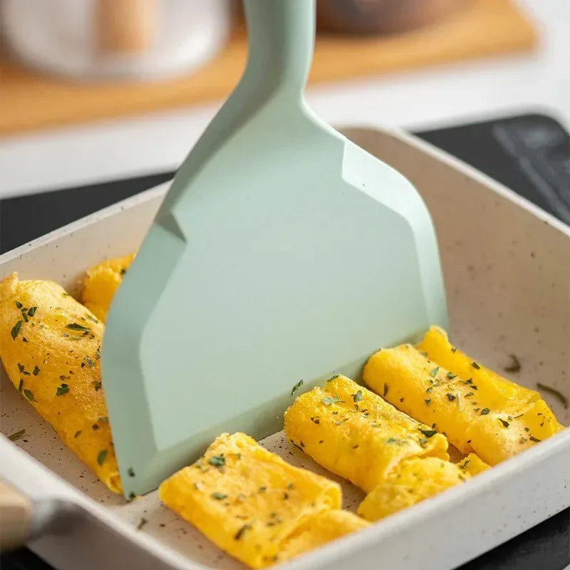 Silicone & Wood Spatula – Non-Stick Wide Kitchen Shovel