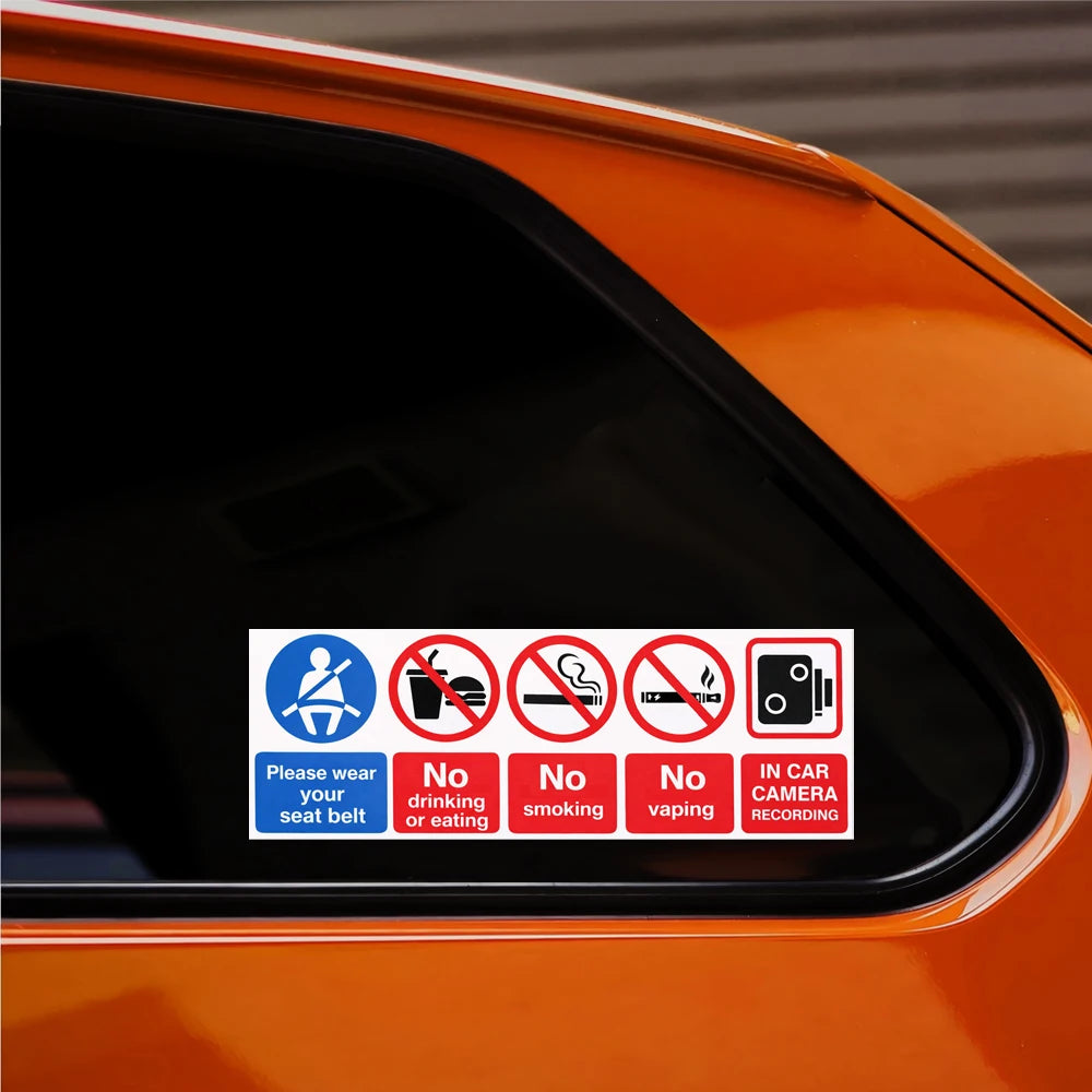 120mm x 40mm Warning Stickers CCTV Seatbelt Passenger Rules Vinyl Car Sticker 2packs Peaceful Pleasures Health and Wellness