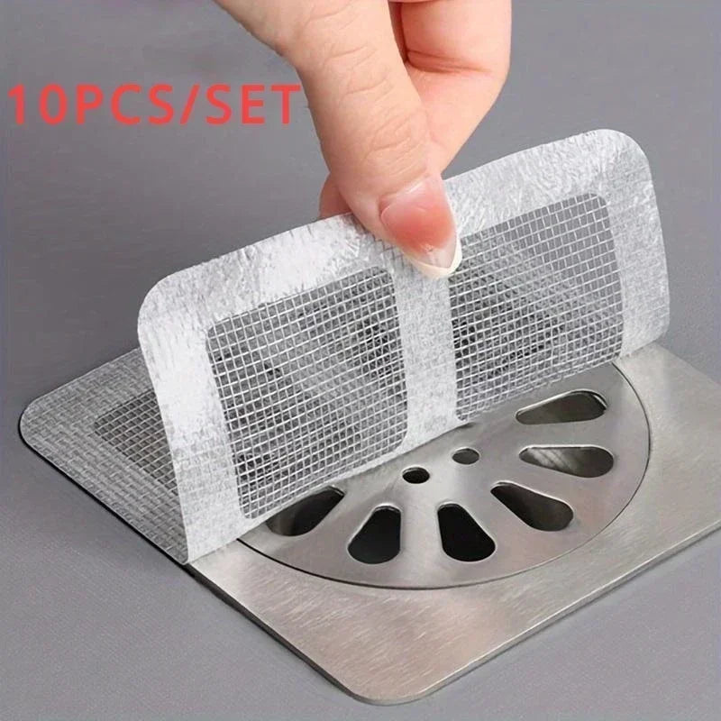 10-Pack Disposable Shower Drain Hair Catcher Mesh Covers