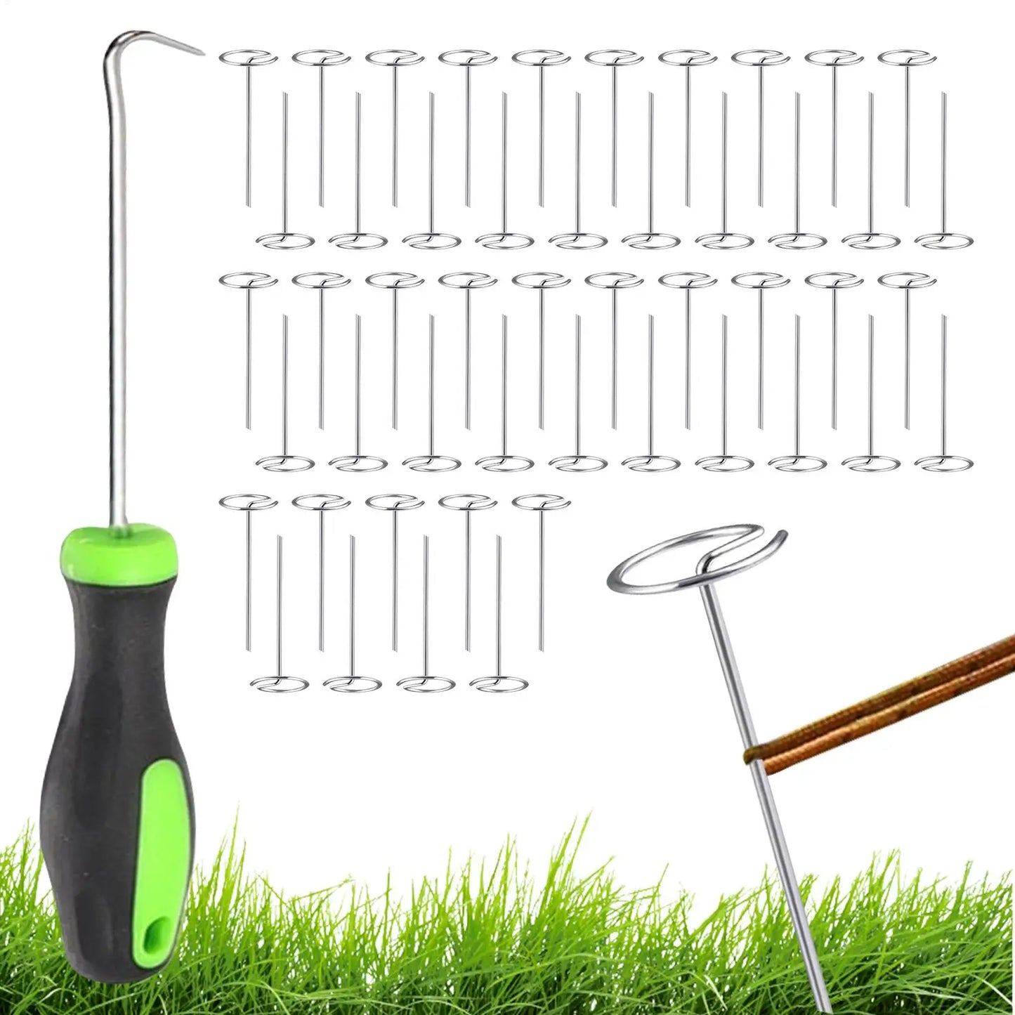 50-Piece 6" G-Shape Landscape Fabric Pins & Garden Stakes Landscape Ground Stakes Peaceful Pleasures Health and Wellness