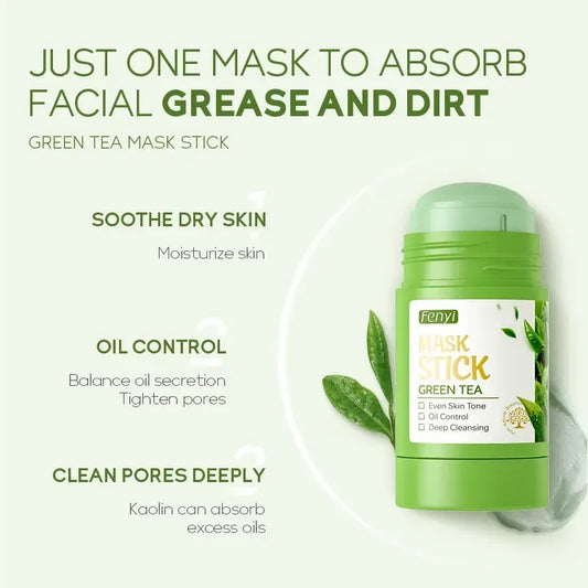 Face Clean Mask Green Tea Cleansing Stick Mask Shrink pores Deep Blackhead Remover facial Moisturizing Deep Cleansing Mask Peaceful Pleasures Health and Wellness