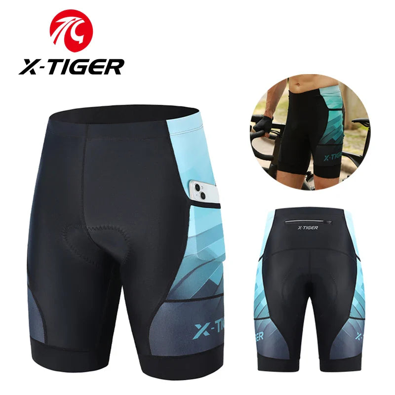 X-TIGER Men's Padded Cycling Shorts – Quick Dry & UV Protect