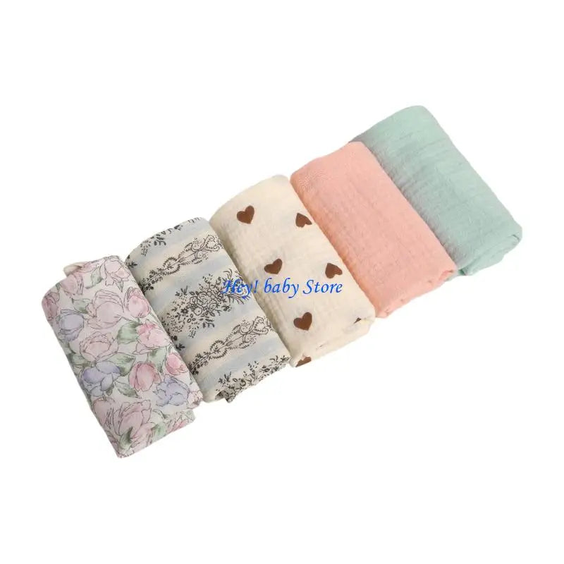 5-Pack Baby Burp Cloths | 4-Layer Breathable Cotton Washcloths