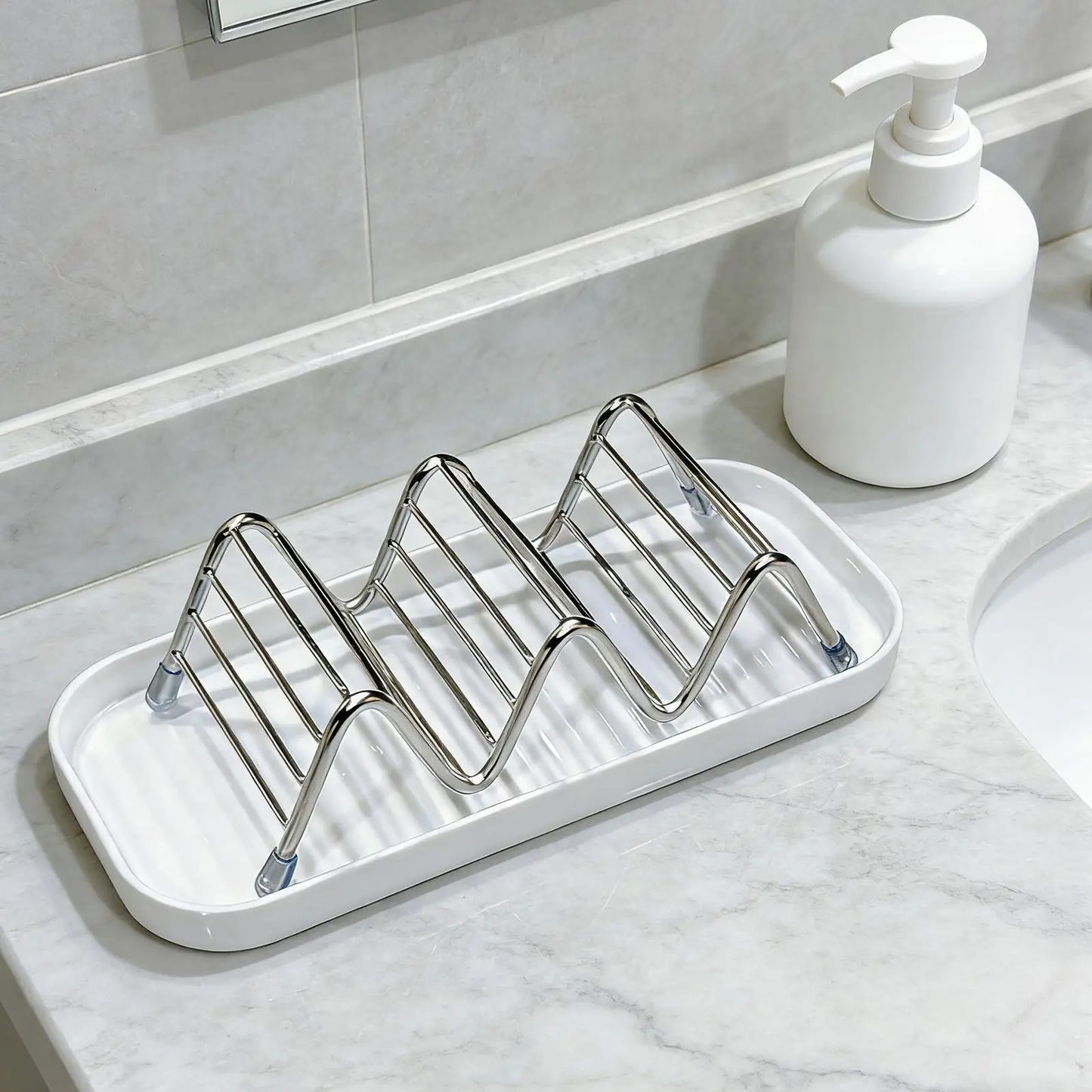 Stainless Steel Soap Dish with Draining Tray | Bathroom Rack