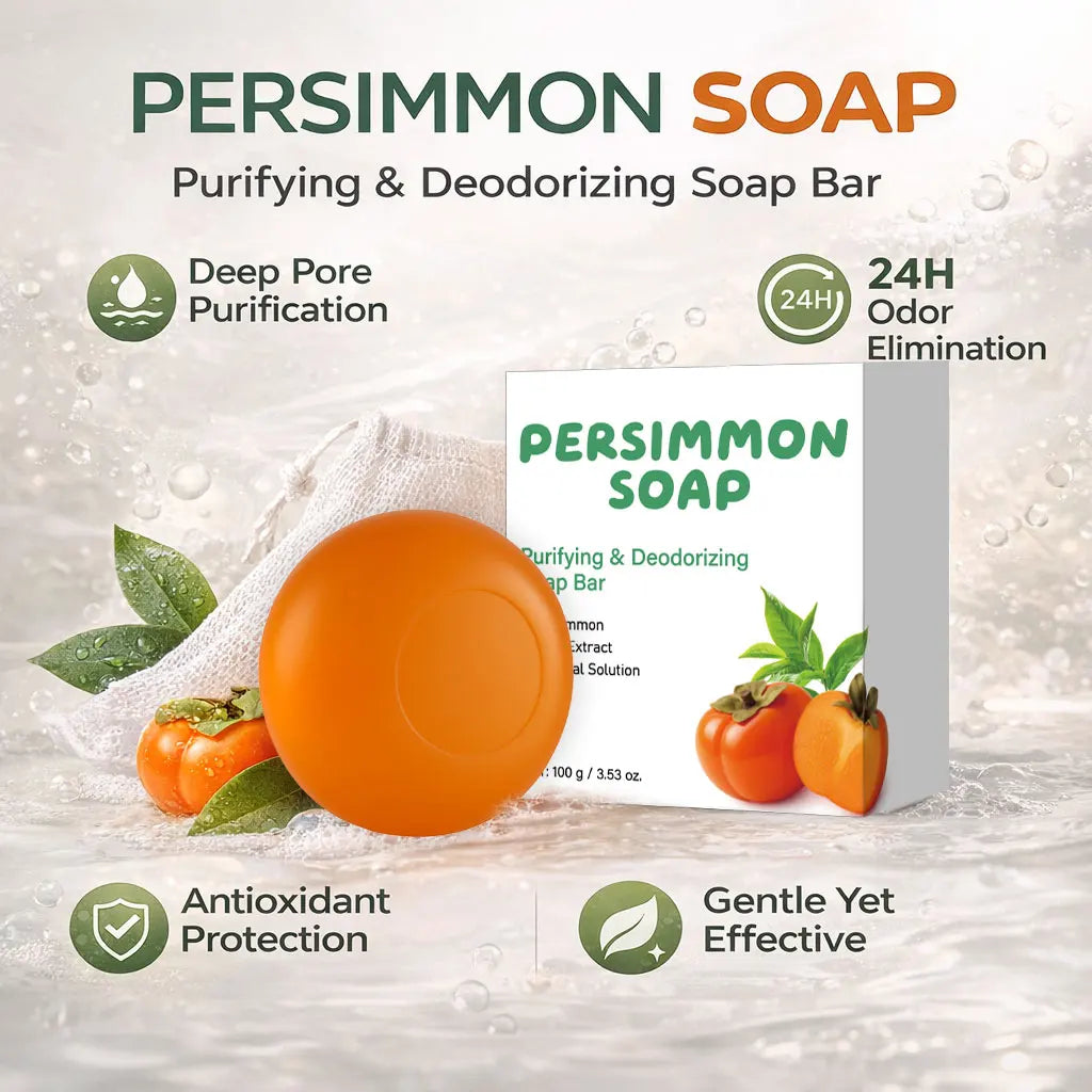 1/3/5PCS Persimmon & Green Tea Soap Bar for Body Odor, Natural Deodorizing For Unisex ,Gentle on All Skin Types Body Odor Soap Peaceful Pleasures Health and Wellness