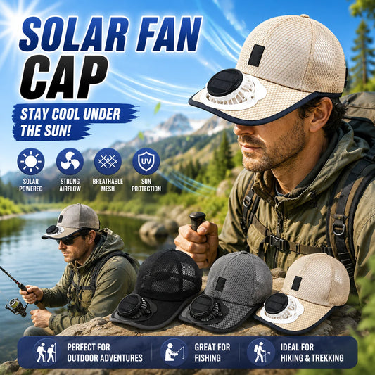 Solar Fan Hat – UV Protection Mesh Cap | Outdoor Cooling Solar Fan Hat Peaceful Pleasures Health and Wellness