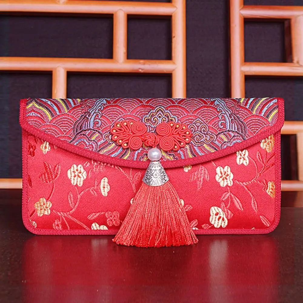 Embroidered Silk Red Envelope Gift Bag – New Year & Wedding