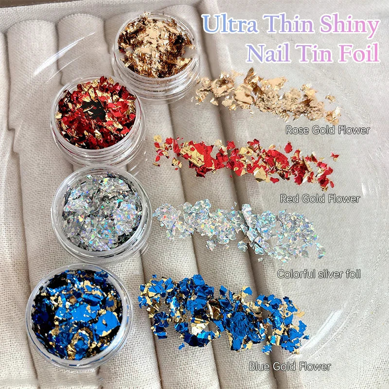 1Box Gold Foil Fragment Nail Glitter For DIY Nails Sticker Art Nail Decorations Multi Color Gold Leaf Flakes Peaceful Pleasures Health and Wellness