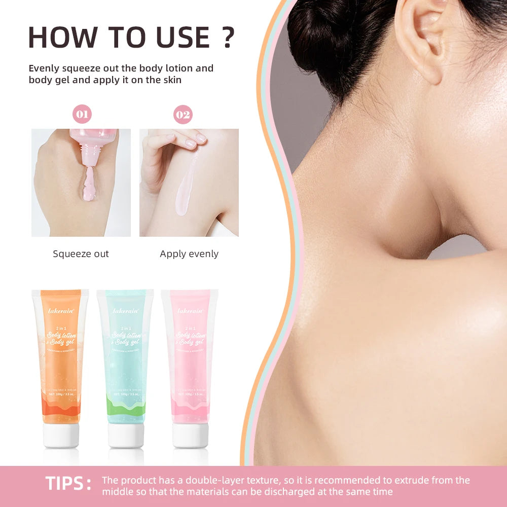 2-in-1 Body Lotion Body Gel Nature Lock Water Anti Aging Brightening Repairing Improve Skin Elasticity Double-tube Body Lotion Peaceful Pleasures Health and Wellness