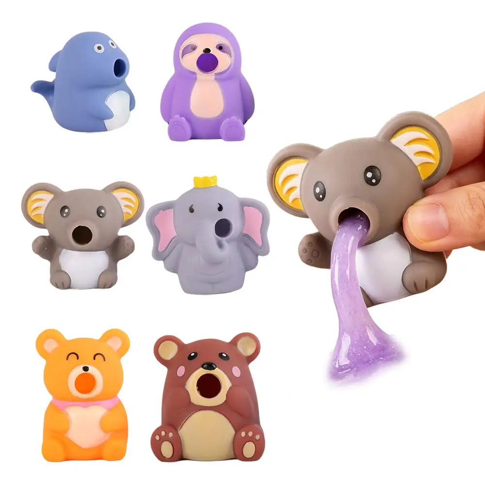 Funny Animal Toy Slime Vomiting Goo Sensory Stress Relief PVC Squeaky