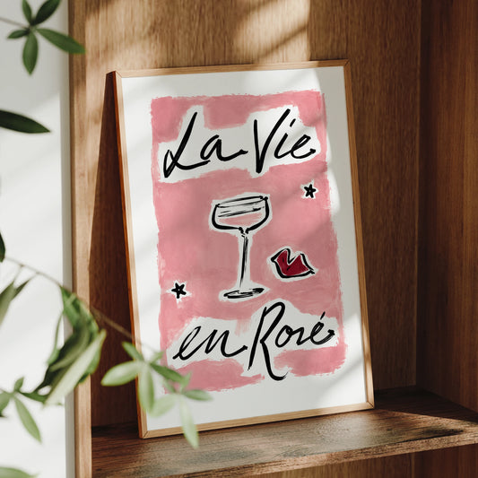 French Vivre La Vie En Rose Canvas Wall Art Print Poster Canvas Wall Art Peaceful Pleasures Health and Wellness G4951 30x40cm Unframed