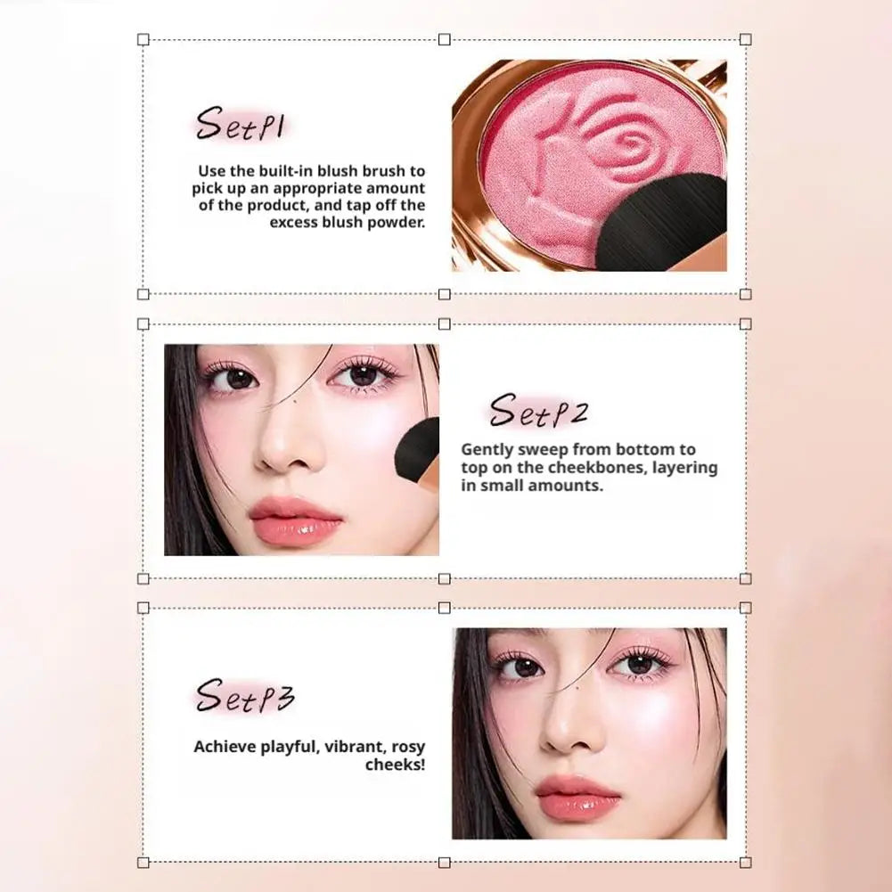 3-in-1 Multifunctional Blush Plate Enhance Complexion Lasting Brightening Monochrome Rose Professional Shiny Matte Blush Palette Peaceful Pleasures Health and Wellness