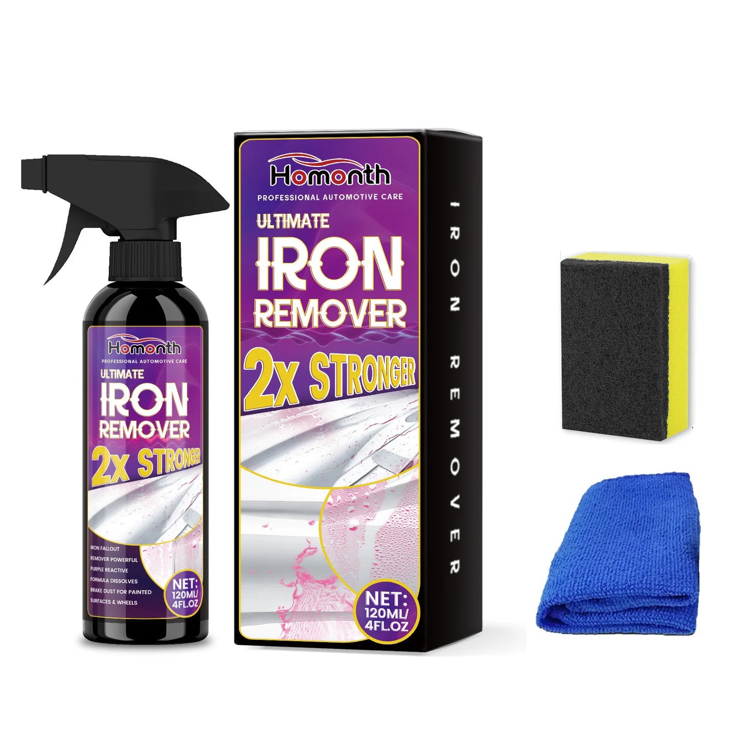 Rust Remover Spray for Metal with Sponge and Towel Metal Derusting & Cleaning Spray for Car Wheels & Multi-Surfaces 120ml 4oz Peaceful Pleasures Health and Wellness with Sponge Towel