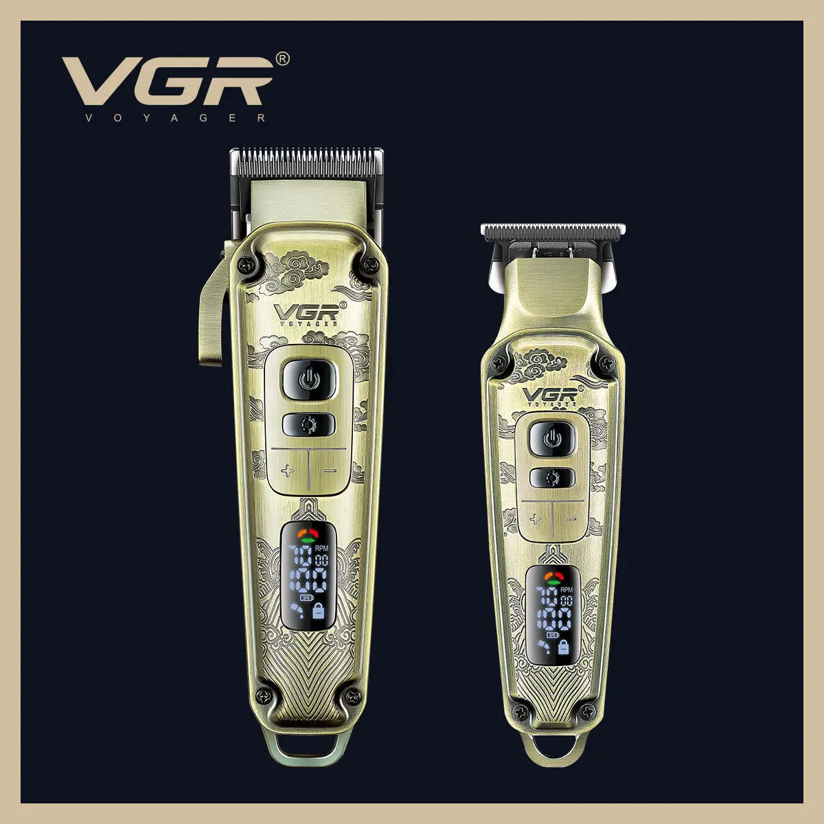 VGR V-643 Men's Hair Clipper | LCD Display & Retro Metal Body