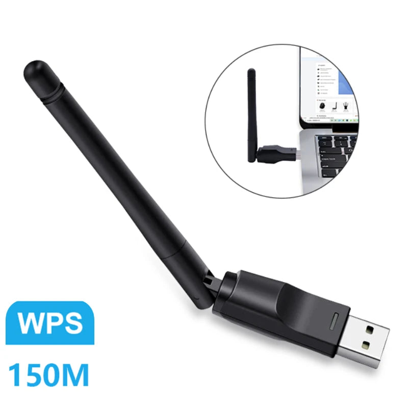 150Mbps Mini USB WiFi Adapter 2.4GHz with Antenna USB Wireless Network Card 802.11n/g/b Ethernet USB dongle LAN PC WiFi Receiver Peaceful Pleasures Health and Wellness