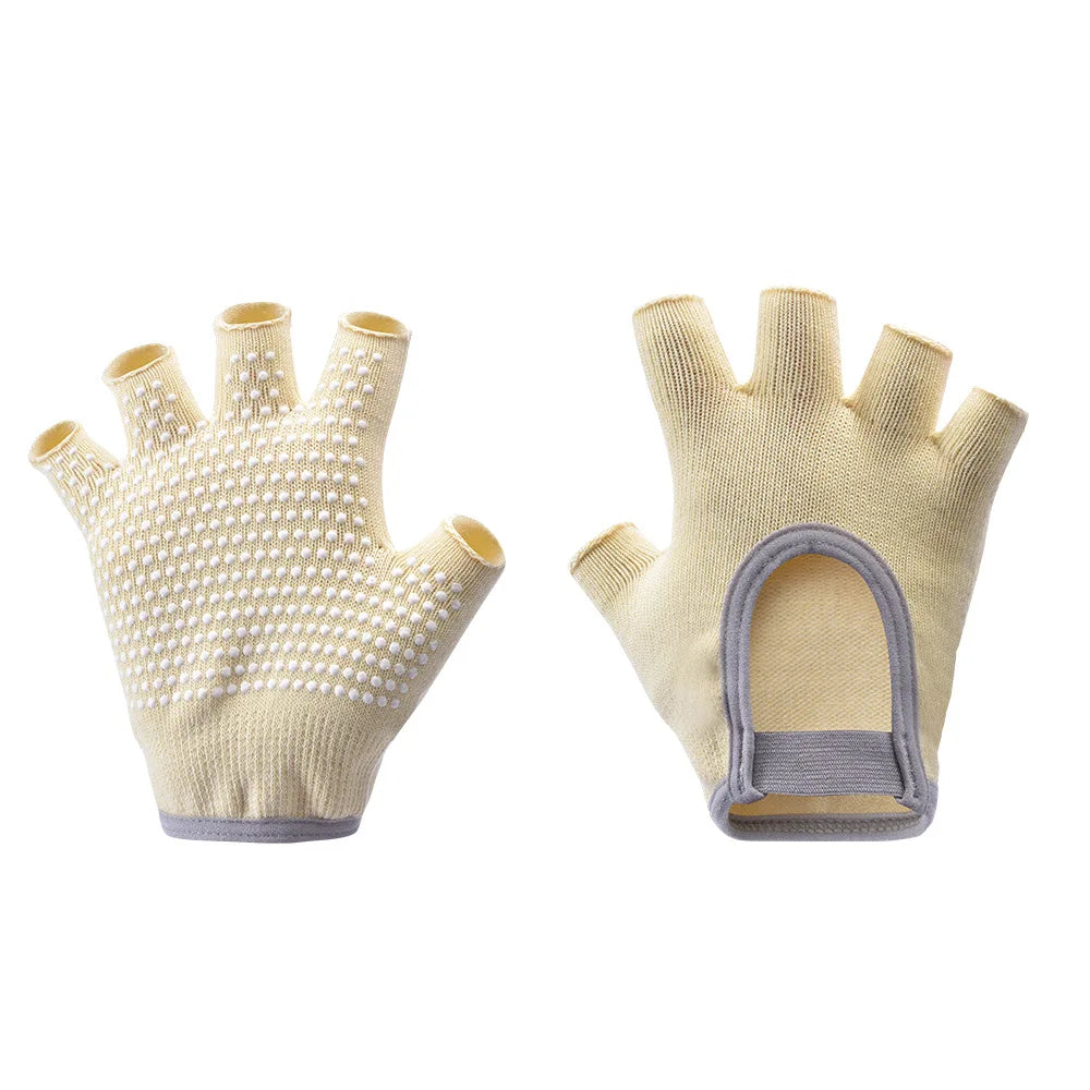 Non Slip Yoga Gloves for Women Fingerless Pilates Gloves with Grips for Yoga Fitness Workout Sports Exercise Gym,Universal Size Peaceful Pleasures Health and Wellness light yellow