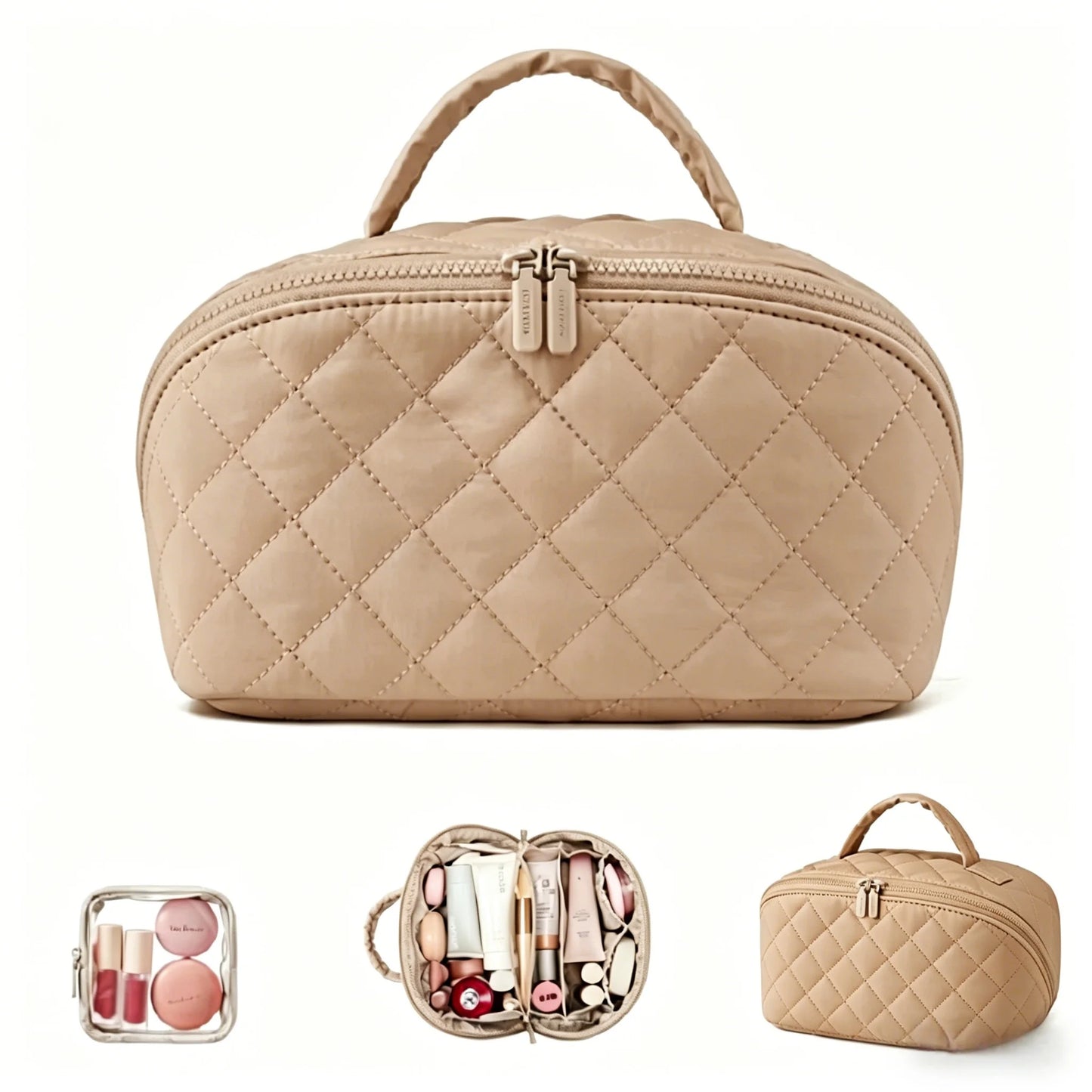 Lay-Flat Makeup Bag | Water-Resistant Travel Cosmetic Case