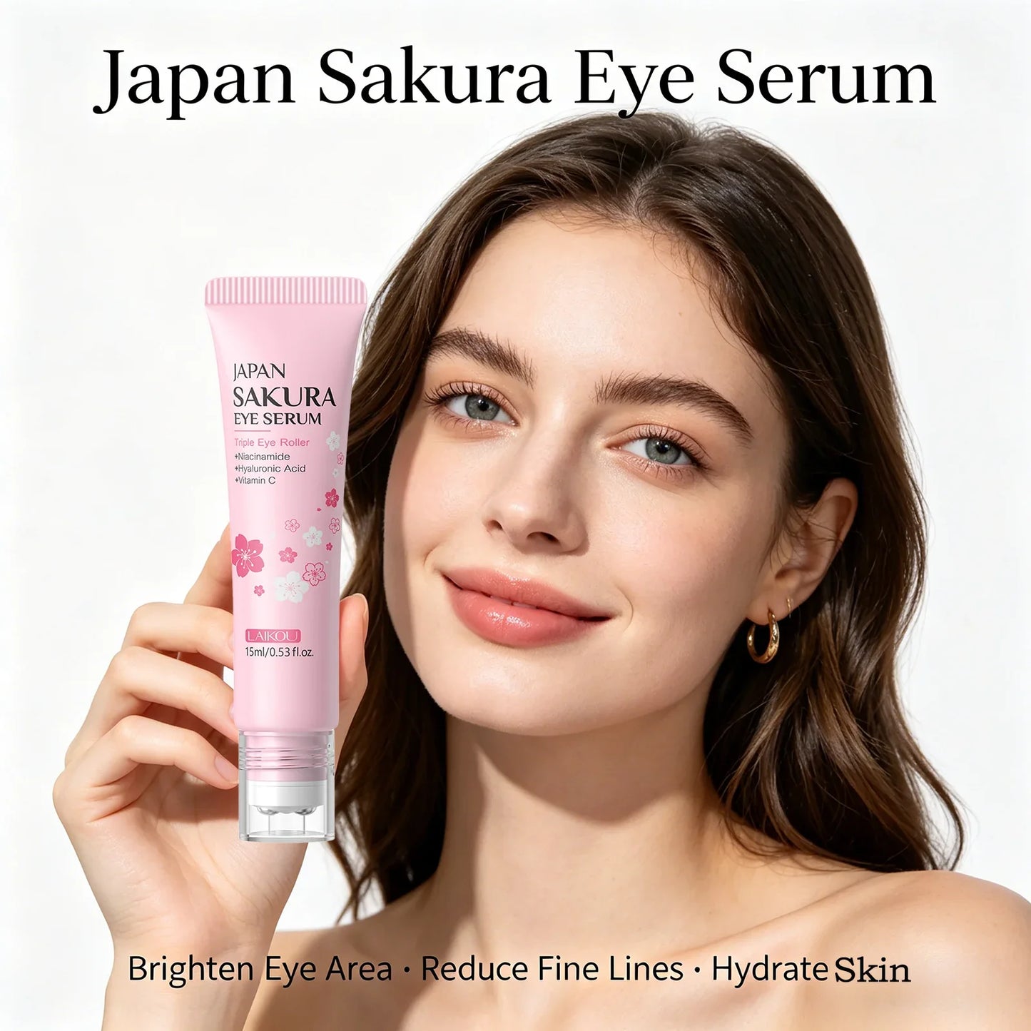 LAIKOU Sakura Roller Eye Serum – Reduce Dark Circles 15ml