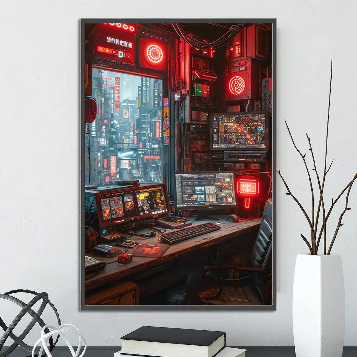 Cyberpunk City Poster Figures Home Decoration Painting Pictures Wall Cartoons Computer Room Wallpaper Gift Peaceful Pleasures Health and Wellness 16 40x60cm Unframed