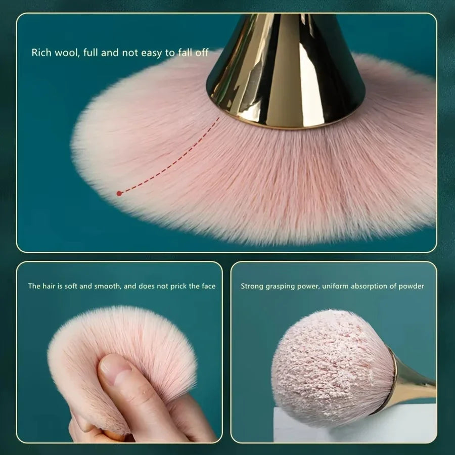 Rose Gold Fan Makeup Brush – Powder, Highlight & Blush Fan Makeup Brush Peaceful Pleasures Health and Wellness