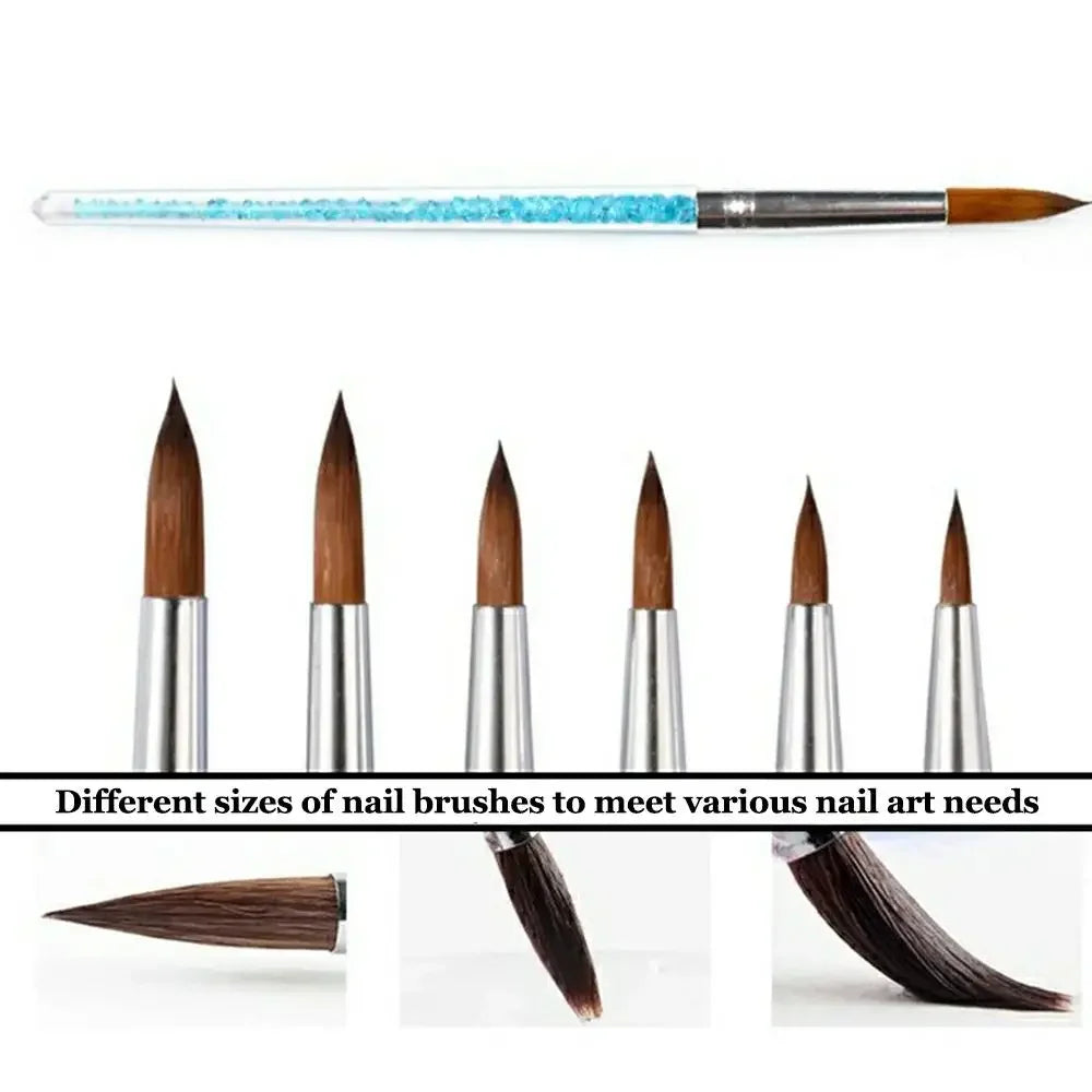 6Pcs/set Nail Art Brush, Acrylic UV Gel Glitter Drawing Painting Brushes Crystal Handle Nylon Hair Carving Flower Pens Nail Tool Peaceful Pleasures Health and Wellness