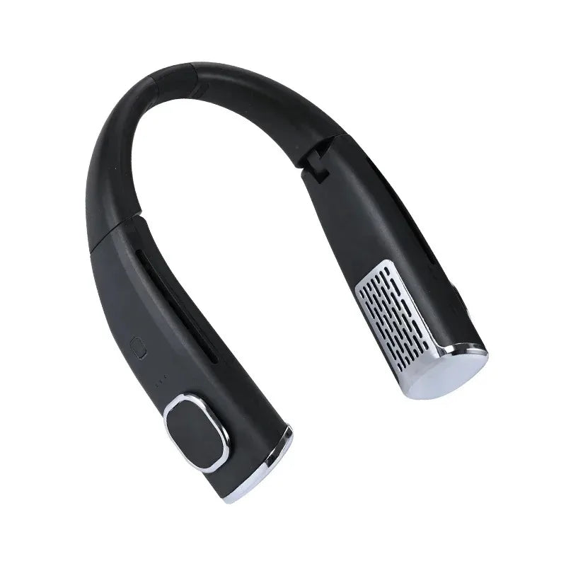 Bladeless Hands Free Portable Neck Fan USB Rechargeable 4000mAh Cooling for Outdoor Gym Sports Travel Peaceful Pleasures Health and Wellness Black