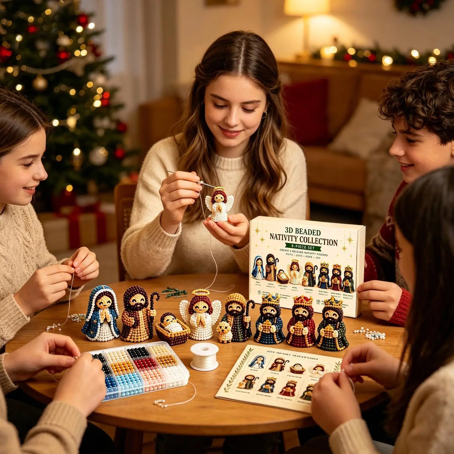3D Nativity Bead Craft Kit – Christmas Beaded Figurines Set