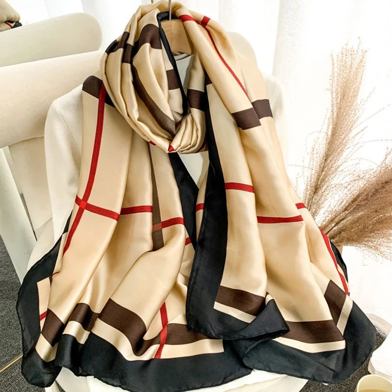Spring Scarf Women's Luxury Design Scarf Silk Smooth Scarf Soft Muslim Headband Shawl Beach hijabs for woman Peaceful Pleasures Health and Wellness