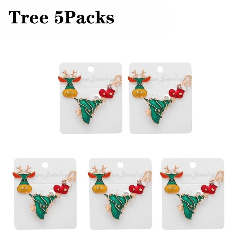 Christmas Brooch Pins – Santa, Elk & Snowflake | 1–20 PCS