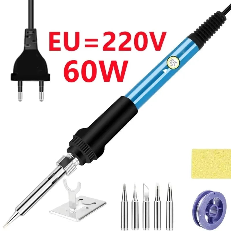 60W Adjustable Soldering Iron Set 200–450°C | EU Plug 220V Peaceful Pleasures Health and Wellness EU-220V-5PCS