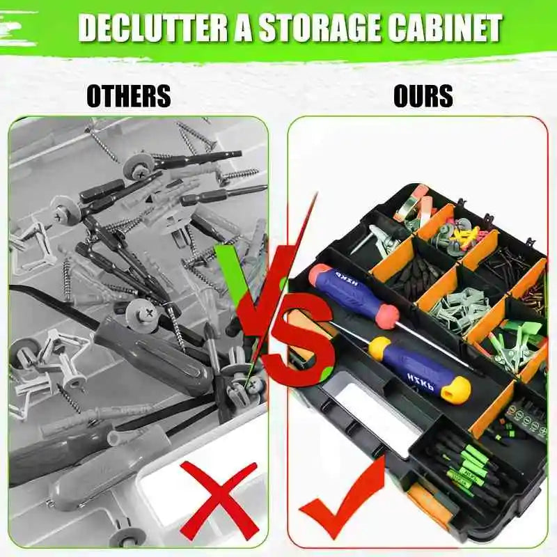 1PC 34-Slot Double-Sided Tool Box Portable Small Parts Storage Toolbox for Screws, Nuts, Bolts, Washers Hardware & Garage Repair Peaceful Pleasures Health and Wellness