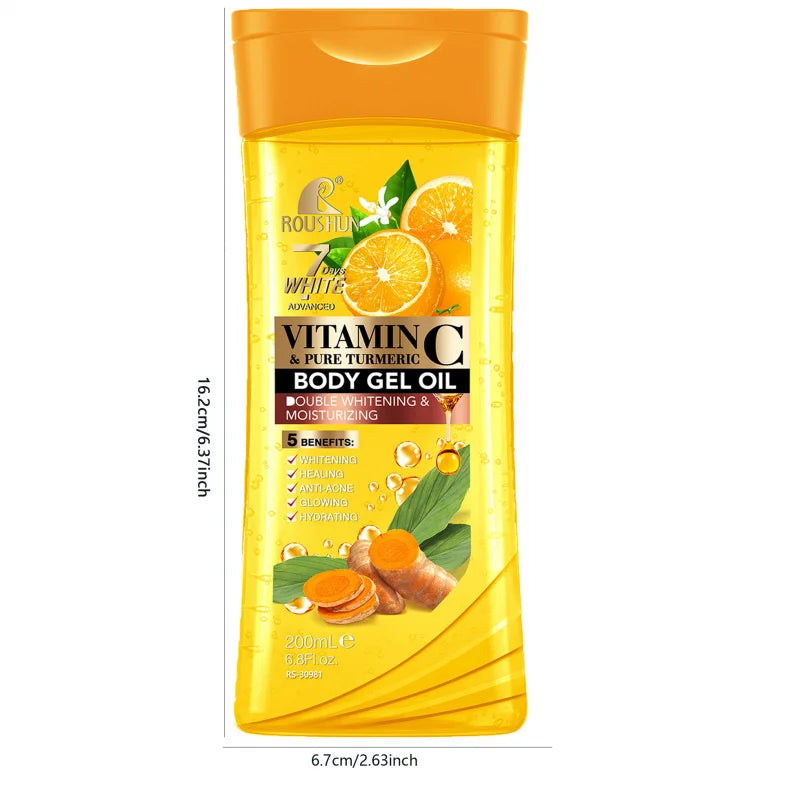 200ML VITAMIN C PURE TURMERIC Body OIL Moisturizing Essential Oil Body Oil Unisex Full Body Skincare Oil，Moisturizing Body Oil Peaceful Pleasures Health and Wellness