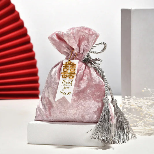 Velvet Drawstring Tassel Gift Bag | Wedding & Party Candy Pouch Velvet Gift Pouch Oasis Select
